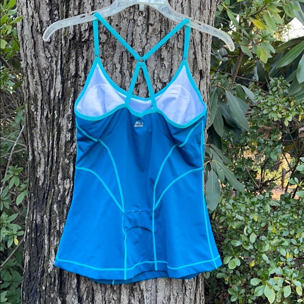 Fila Sport Performance Teal Tank Top Built in Bra Spaghetti Straps Racerback M